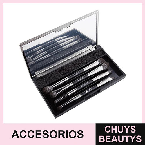 Set de 7 brochas de maquillaje Cherimoya con espejo - Chuys Beautys | Chuys Beautys