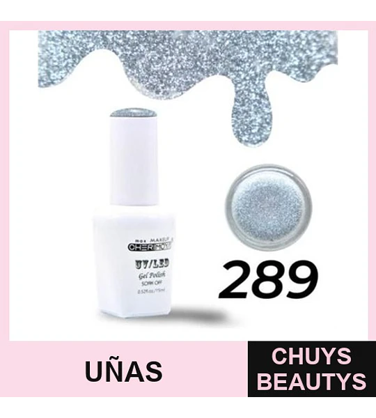 Gel polish UV/LED efecto glitter plateado 289 Cherimoya 15ml