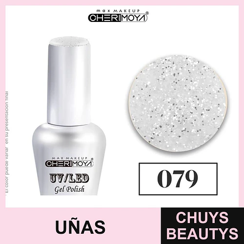 Esmalte Gel UV/LED Cherimoya 079 con Glitter Blanco - Chuys Beautys | Chuys Beautys
