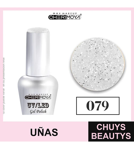 Esmalte Gel UV/LED Cherimoya 079 con Glitter Blanco