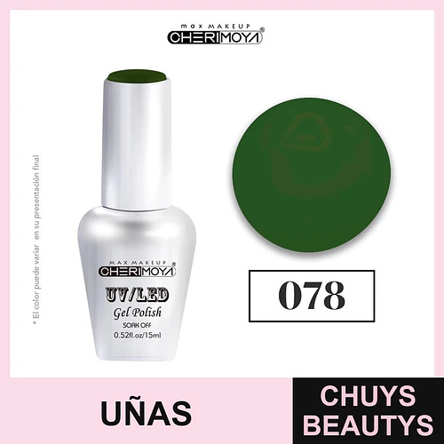 Esmalte Gel UV/LED Cherimoya 078 Verde Oscuro 15ml - Chuys Beautys | Chuys Beautys