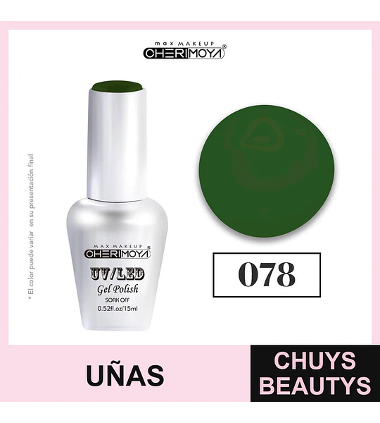 Esmalte Gel UV/LED Cherimoya 078 Verde Oscuro 15ml