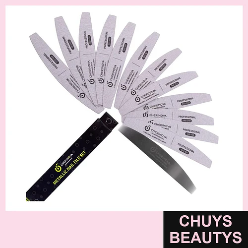 Set de 10 limas metálicas profesionales Cherimoya 100/180 y 240/240 - Chuys Beautys | Chuys Beautys