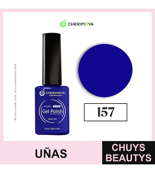 Esmalte Gel Polish Classic 157 Azul Eléctrico Cherimoya 8ml