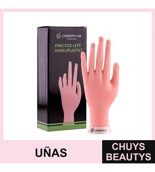 Mano de Práctica para Uñas Cherimoya Plástico Rosa