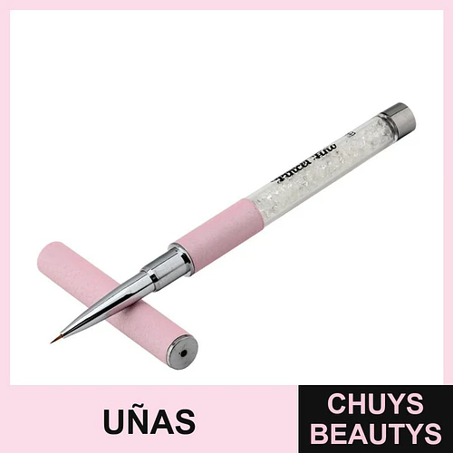 Pincel para uñas con diseño de cristales y tapa rosa - Chuys Beautys | Chuys Beautys