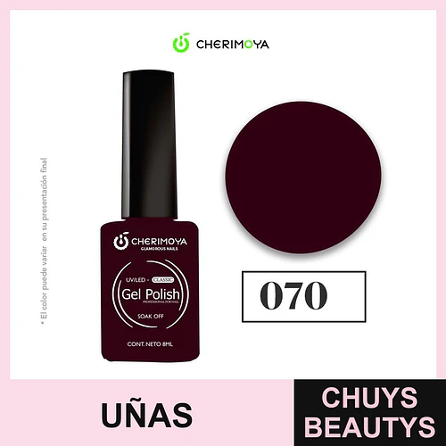 Esmalte Gel Polish Classic 070 Borgoña Cherimoya 8ml - Chuys Beautys | Chuys Beautys