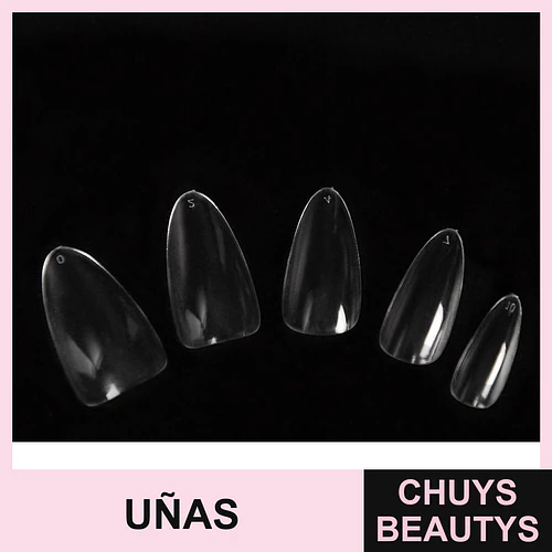 Uñas postizas acrílicas transparentes punta stiletto Cherimoya - Chuys Beautys | Chuys Beautys