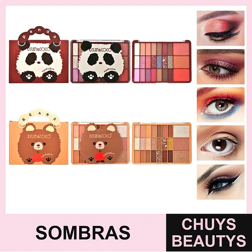 Paletas De Sombras Panda Y Bear De 24 Tonos Con Iluminador, Rubor Y Corrector - Chuys Beautys | Chuys Beautys
