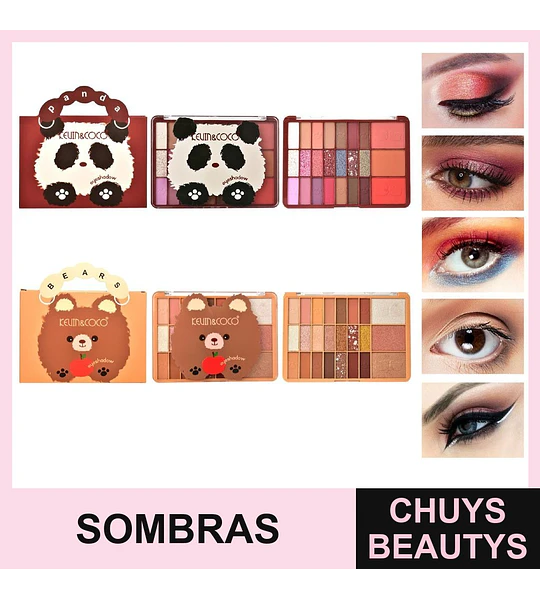 Paletas De Sombras Panda Y Bear De 24 Tonos Con Iluminador, Rubor Y Corrector