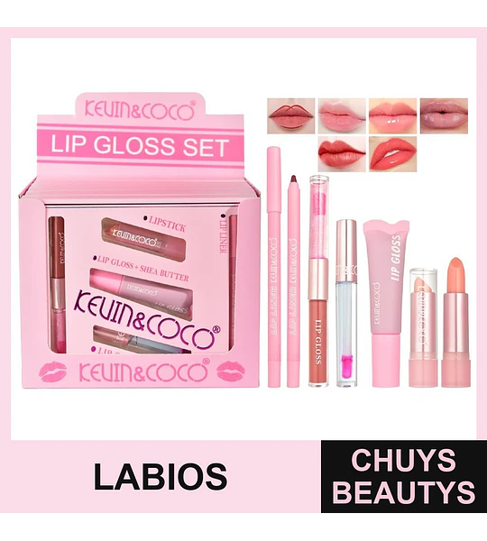 Set de Labios de 5 piezas (brillo de labios + delineador de labios + lápiz labial + aceite de labios+ balsamo labial)