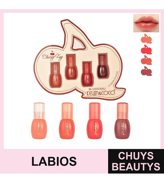 Set de 4 Brillos Labiales Cherry Key