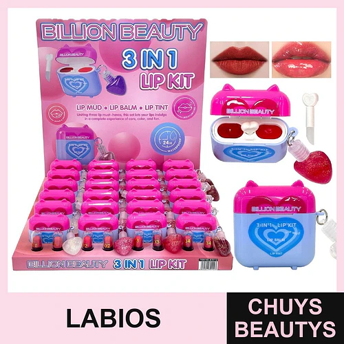 Kit Labial 3 En 1 (Mousse Labial+Balsamo+Tinta) - Chuys Beautys | Chuys Beautys