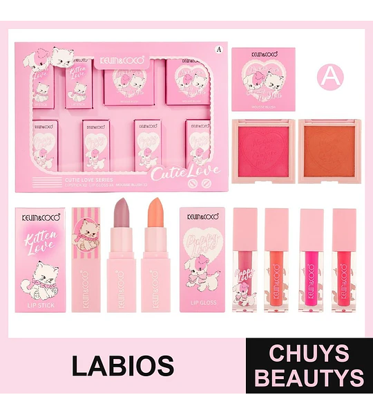 Set de brillo de labios de 8 piezas (brillo de labios + rubor + lápiz labial) KC1138A