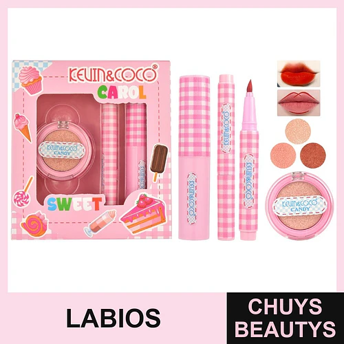 Set de Maquillaje Carol Sweet de 3pcs (sombra de ojos+labial+delineador de labios) - Chuys Beautys | Chuys Beautys