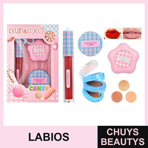 Set de Maquillaje Candy de 3pcs (labial+sombra de ojos+lipgloss) - Chuys Beautys | Chuys Beautys