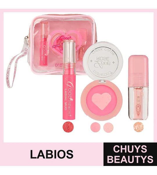 Set de Maquillaje de 3 piezas (brillo de labios + rubor + aceite de labios)