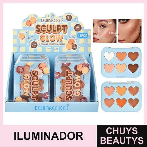 Paleta de Contornos en Crema Sculpt Glow de 6 Colores (2 tonos) - Chuys Beautys | Chuys Beautys