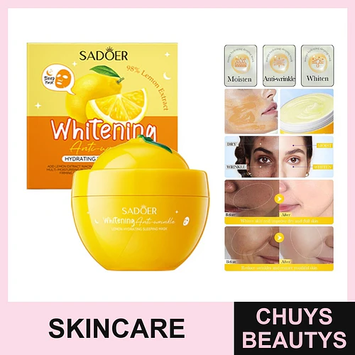 Mascarilla hidratante nocturna blanqueadora antiarrugas con limón SADOER 120g - Chuys Beautys | Chuys Beautys