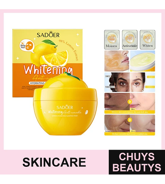 Mascarilla hidratante nocturna blanqueadora antiarrugas con limón SADOER 120g