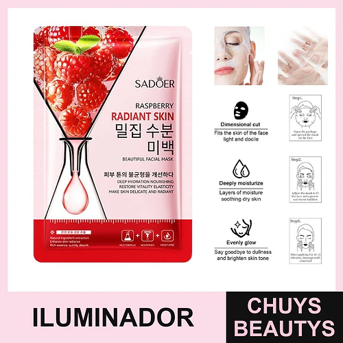 Mascarilla iluminadora de frambuesa SADOER 25ml - Chuys Beautys | Chuys Beautys