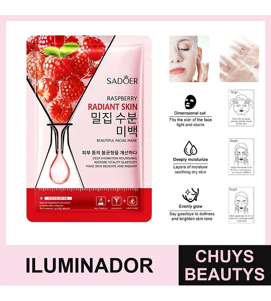 Mascarilla iluminadora de frambuesa SADOER 25ml