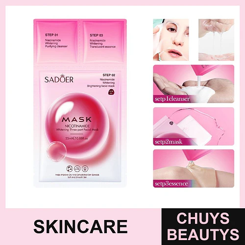 Mascarilla blanqueadora de 3 pasos con niacinamida SADOER 25g - Chuys Beautys | Chuys Beautys