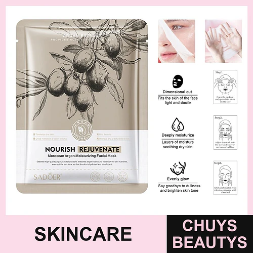 Mascarilla hidratante con aceite de argán marroquí SADOER 25ml - Chuys Beautys | Chuys Beautys