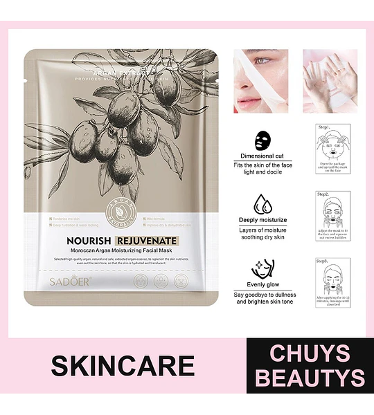 Mascarilla hidratante con aceite de argán marroquí SADOER 25ml
