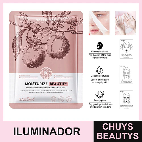 Mascarilla iluminadora de niacinamida con melocotón SADOER 25ml - Chuys Beautys | Chuys Beautys