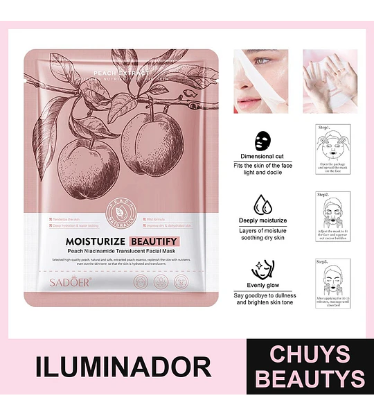Mascarilla iluminadora de niacinamida con melocotón SADOER 25ml
