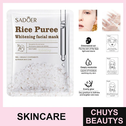 Mascarilla blanqueadora e hidratante de pulpa de arroz SADOER 25mg - Chuys Beautys | Chuys Beautys