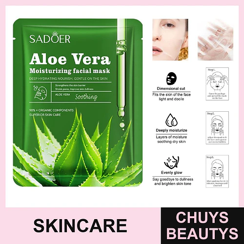 Mascarilla hidratante y calmante de aloe vera SADOER 25mg - Chuys Beautys | Chuys Beautys