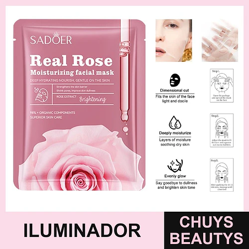 Mascarilla hidratante e iluminadora de rosas SADOER 25mg - Chuys Beautys | Chuys Beautys
