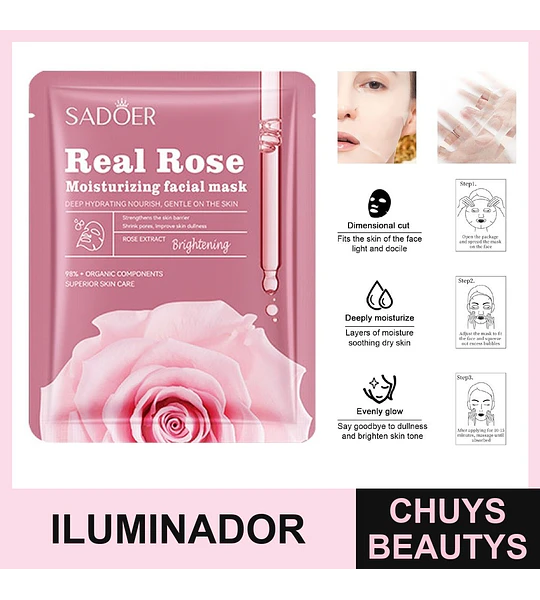 Mascarilla hidratante e iluminadora de rosas SADOER 25mg