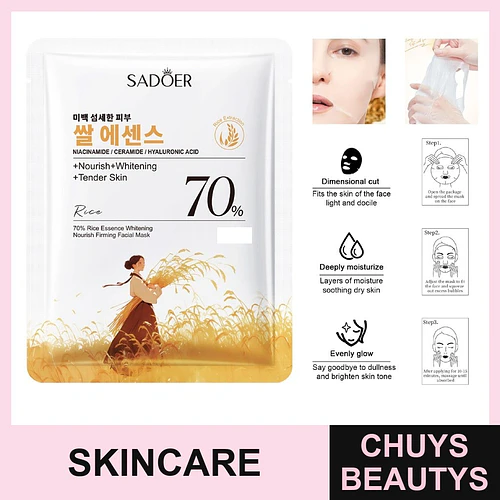 Mascarilla blanqueadora, nutritiva y reafirmante con extracto de arroz al 70% de SADOER 25mg - Chuys Beautys | Chuys Beautys