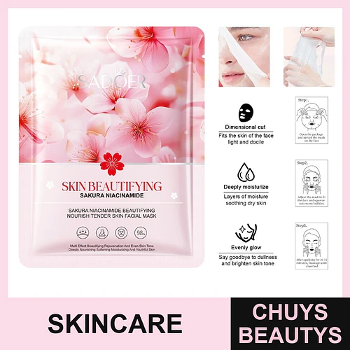 Mascarilla facial blanqueadora y nutritiva con niacinamida y flor de cerezo SADOER 25ml - Chuys Beautys | Chuys Beautys