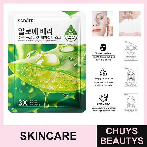 Mascarilla hidratante y revitalizante de aloe vera SADOER 25ml - Chuys Beautys | Chuys Beautys