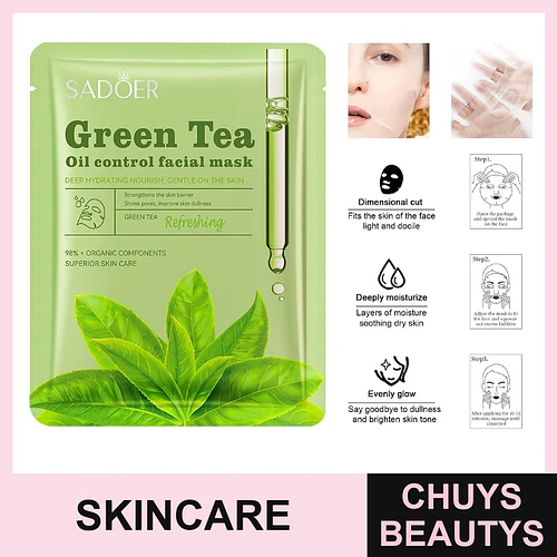 Mascarilla refrescante y controladora de grasa con té verde SADOER 25mg - Chuys Beautys | Chuys Beautys