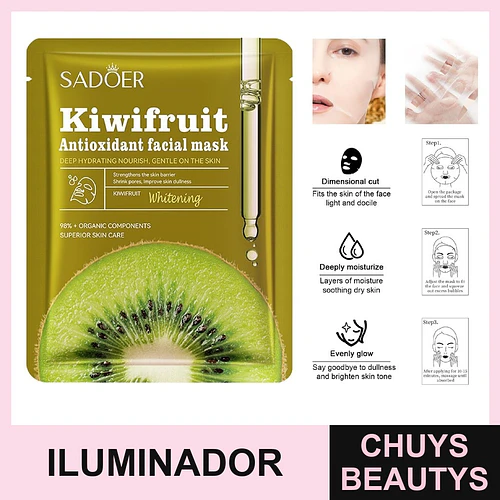 Mascarilla iluminadora antioxidante de kiwi SADOER 25mg - Chuys Beautys | Chuys Beautys