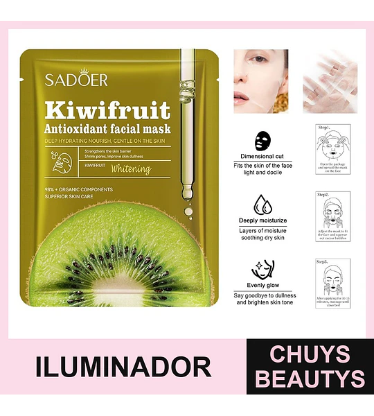 Mascarilla iluminadora antioxidante de kiwi SADOER 25mg
