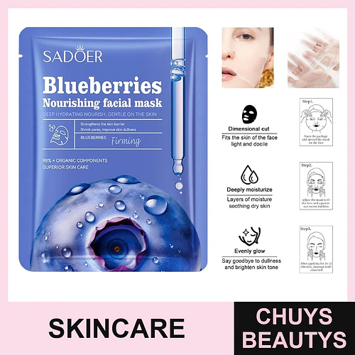 Mascarilla reafirmante y nutritiva de arándanos SADOER 25mg - Chuys Beautys | Chuys Beautys