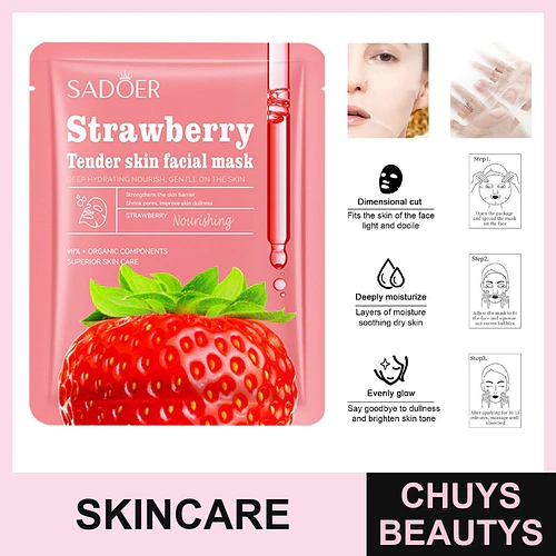 Mascarilla nutritiva e hidratante de fresa SADOER 25mg - Chuys Beautys | Chuys Beautys