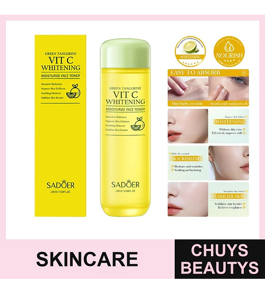 Tónico blanqueador e hidratante con vitamina C y mandarina verde de SADOER 130ml