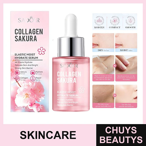 Esencia hidratante de colágeno con flor de cerezo SADOER 30ml - Chuys Beautys | Chuys Beautys