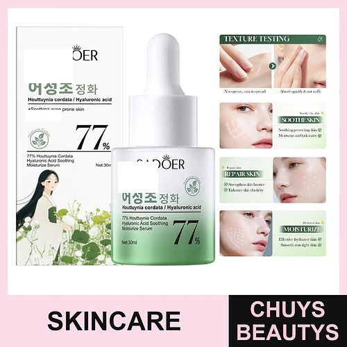 SADOER 77 % Houttuynia Cordata Ácido Hialurónico Esencia Calmante e Hidratante 30ml - Chuys Beautys | Chuys Beautys