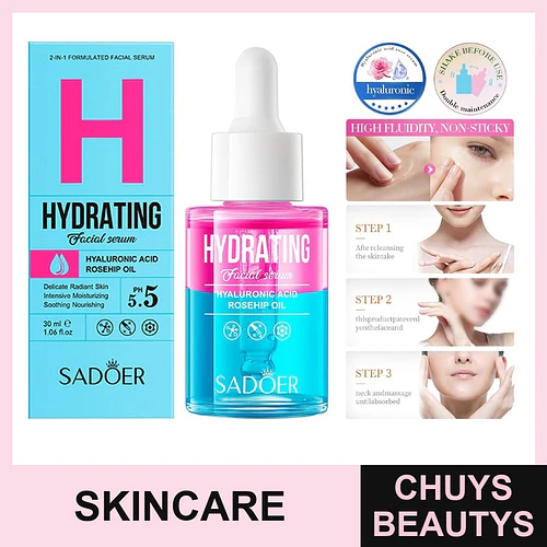SADOER Double Layer Essence Cuidado de la piel - Ácido hialurónico Rosa 30ml - Chuys Beautys | Chuys Beautys