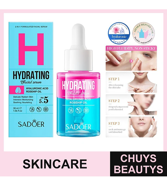 SADOER Double Layer Essence Cuidado de la piel - Ácido hialurónico Rosa 30ml