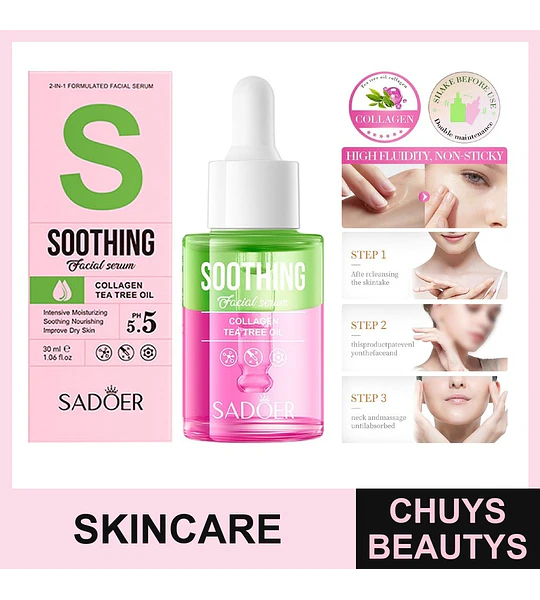 SADOER Double Layer Essence Cuidado de la piel - Aceite de árbol de té y colágeno 30ml
