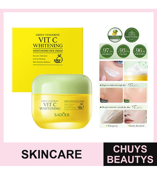 Crema Facial Blanqueadora E Hidratante Con Vitamina C Y Mandarina Verde De 50g